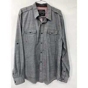 Tranquility Mayhem Men's Black Long Sleeve Button Up Flip Cuff Shirt Size xl